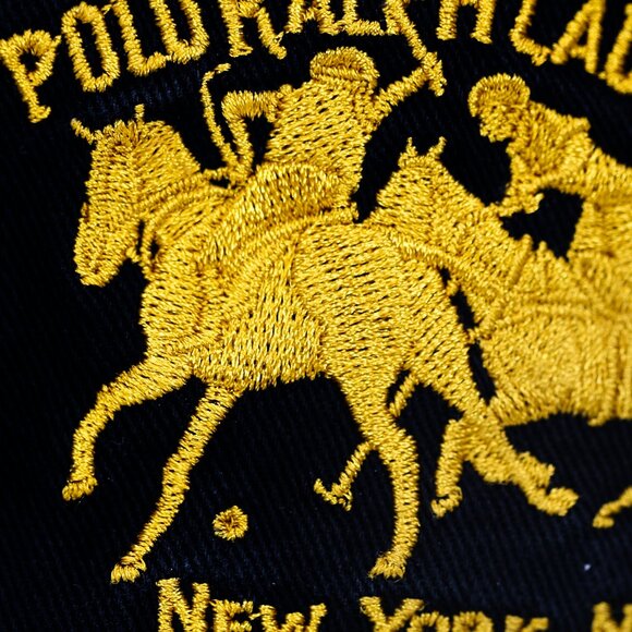 NWT POLO RALPH LAUREN WOMEN DUAL PONY & #3 PATCH BEACHSIDE BUCKET HAT BLACK/GOLD - Picture 3 of 5